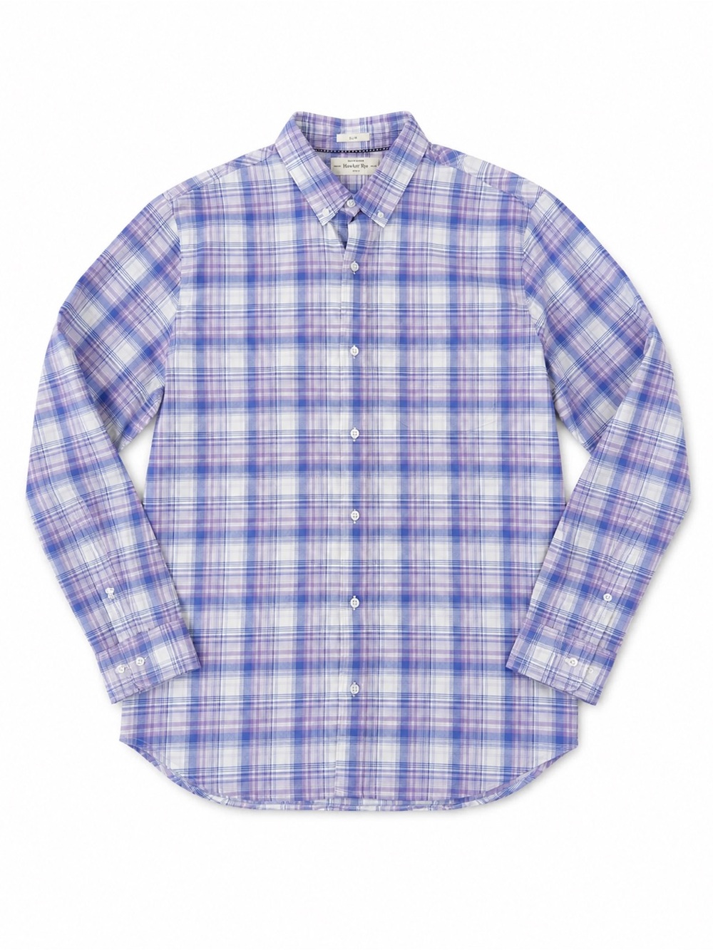 Hawker Rye Classic Button-Down Plaid Shirt - Purple/White lavendar